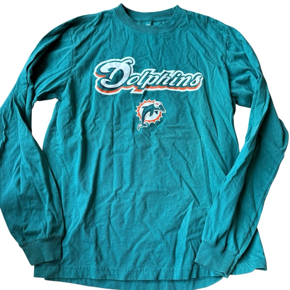 VTG NFL Miami Dolphins T Shirt Sz S long sleeve chest logo
